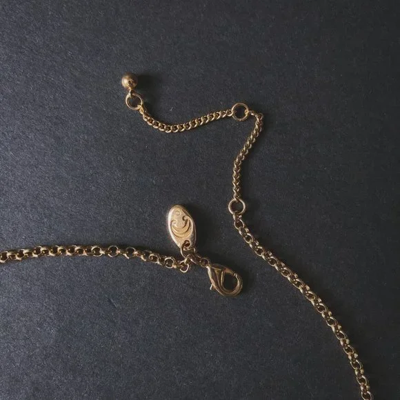 Art Deco Blue Rhinestone Gold Statement Necklace - Picture 8 of 9